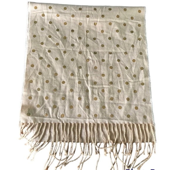 Land’s end NWOT scarf shawl  with gold polka dots - Picture 2 of 3